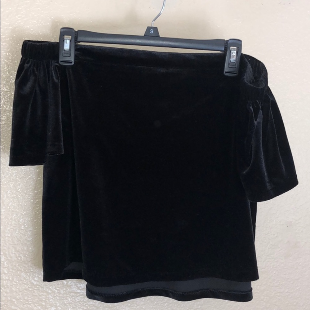 Black velvet off shoulder top
